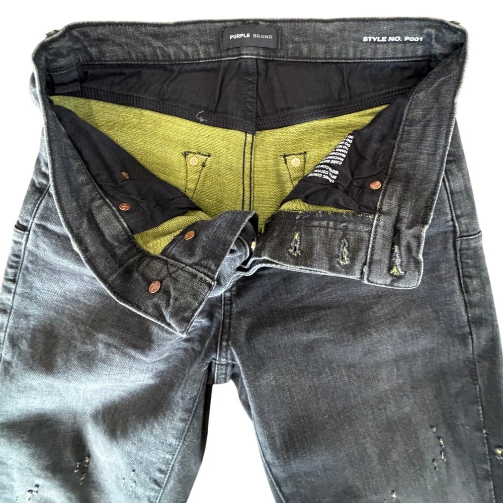 Purple Brand P001 Jeans | Black Wash w/ Yellow Contrast Weft |‎ Mens 31 | NWOT - Picture 8 of 13